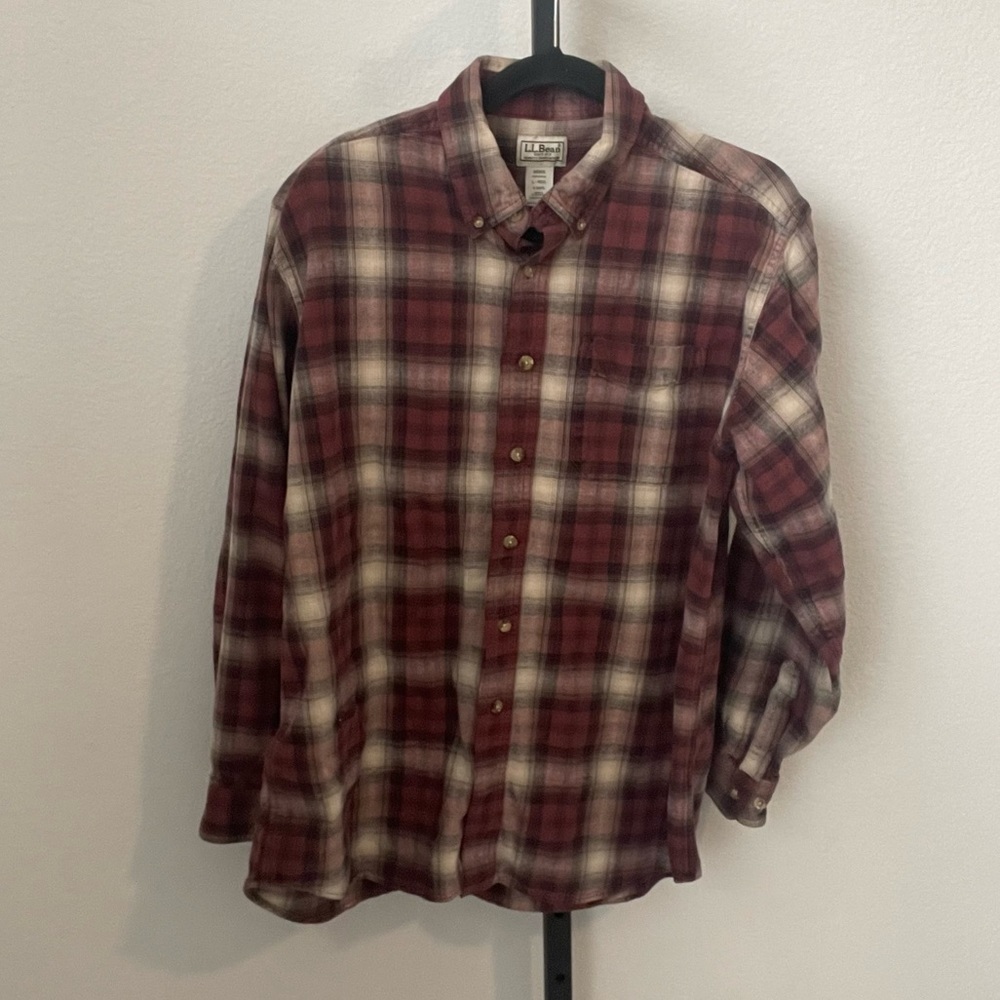 Vintage LL Bean Plaid Button Up Shirt Size Large